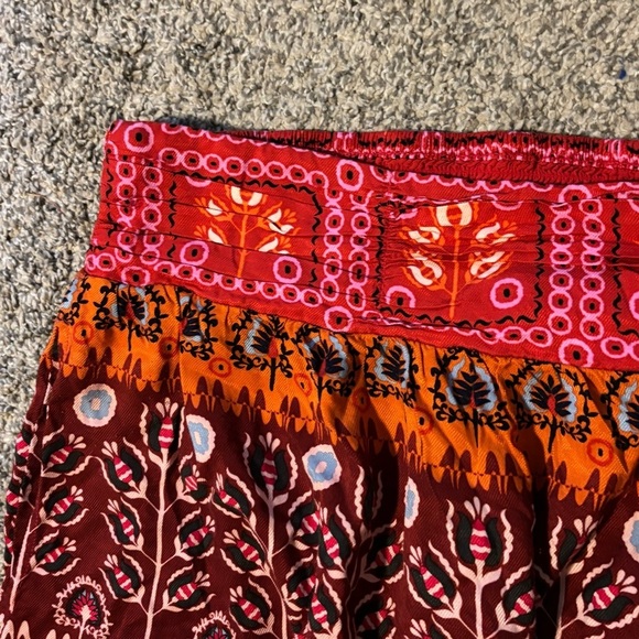 Anthropologie Boho Indie Printed Ruched Wide Leg High Rise Red Pink Shorts Sz 3X - Picture 4 of 9